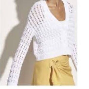Vince Open Cable Cardigan in White Italian Cotton